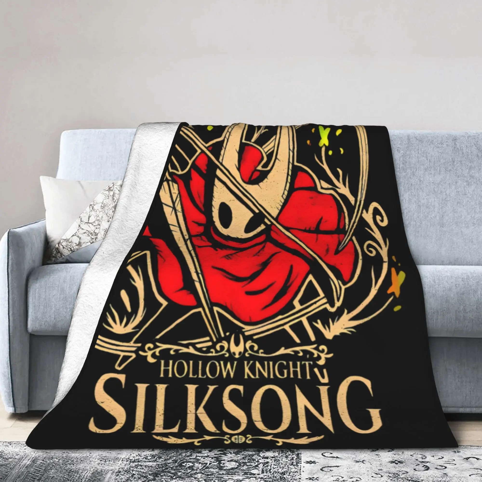Hollow Knight Silksong Gothic Flannel Throw Blankets Indie Game for Bedspreads Knitted Blanket Office Ultra-Soft Multifunction