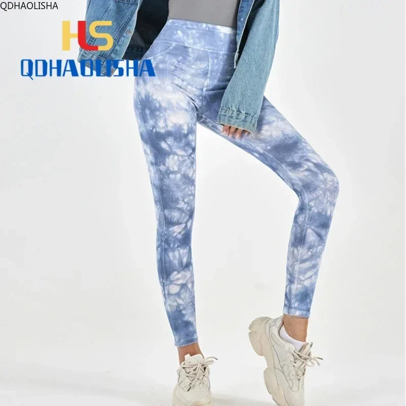 Woman Clothing Pants Tie Dye Tight Pants High Stretch Casual Fashion Elegant High Waist Exercise Suitable Girls Yoga Legs Jeans