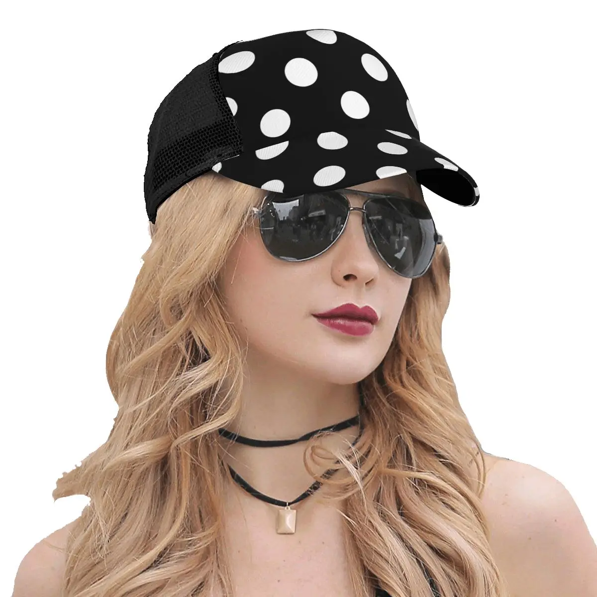 Mesh Baseball Cap Men Women Black White Polka Dot Dad Hat Unisex Hip Hop Hat Outdoor Hat Gorras