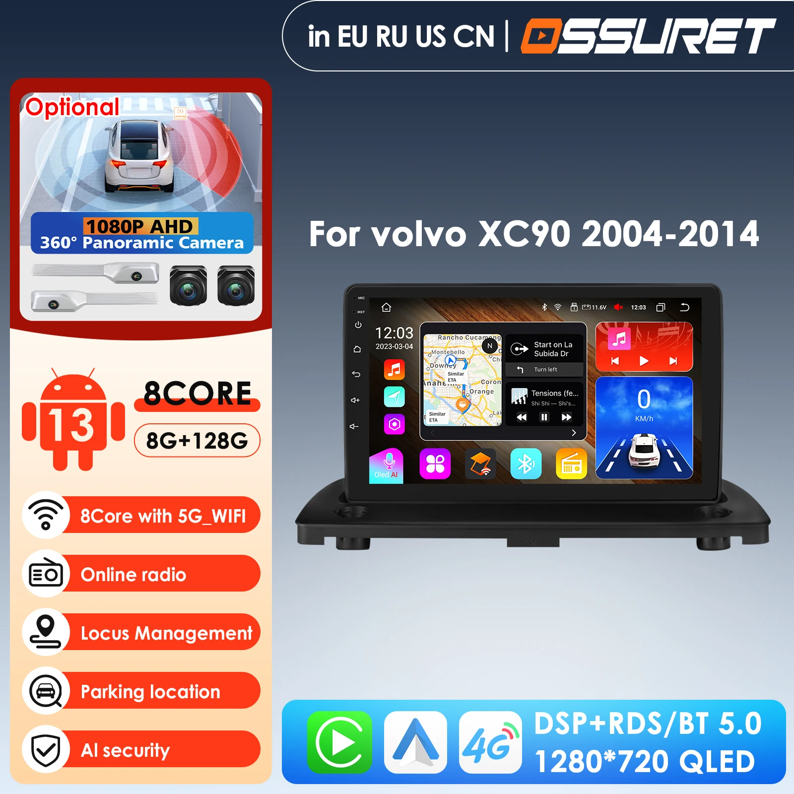 

Carplay 4G 2 Din Android 13 Car Radio GPS for Volvo XC90 2004 - 2014 Multimedia Video Player WIFI Navi Stereo DSP Autoradio WIFI