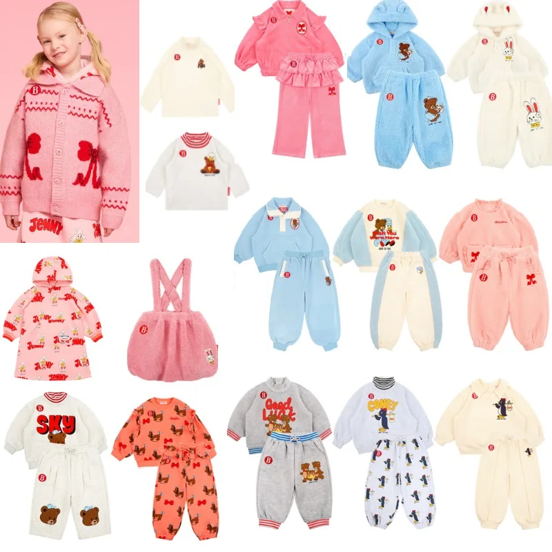 

Children's Jacket 2025 Winter New Cartoon Plush Warm Boys' Hooded Jacket Set Pure Cotton Thick Pants High Collar Bottom Shirt