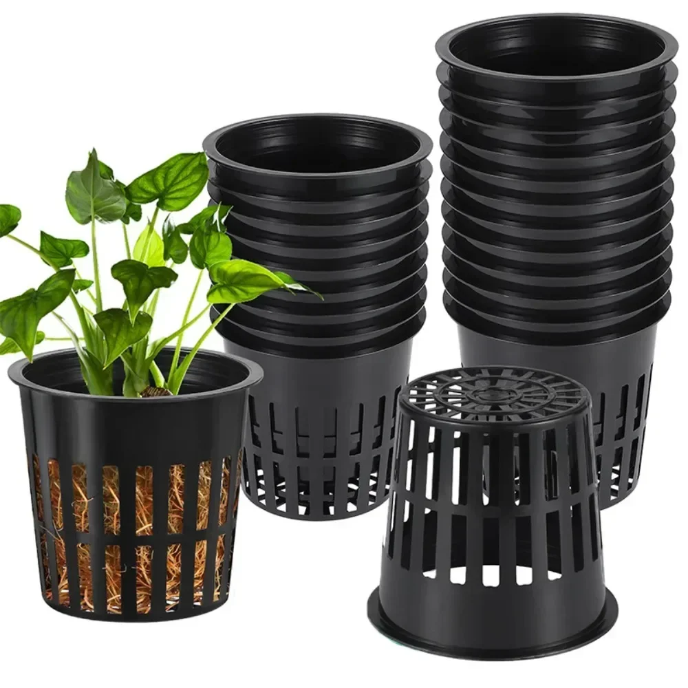 5/10pcs Black 3 Inch Nursery Pots Wide Lip Hydroponics Cups Colonization Mesh Pot Soilless Net Basket Gardening Accessories