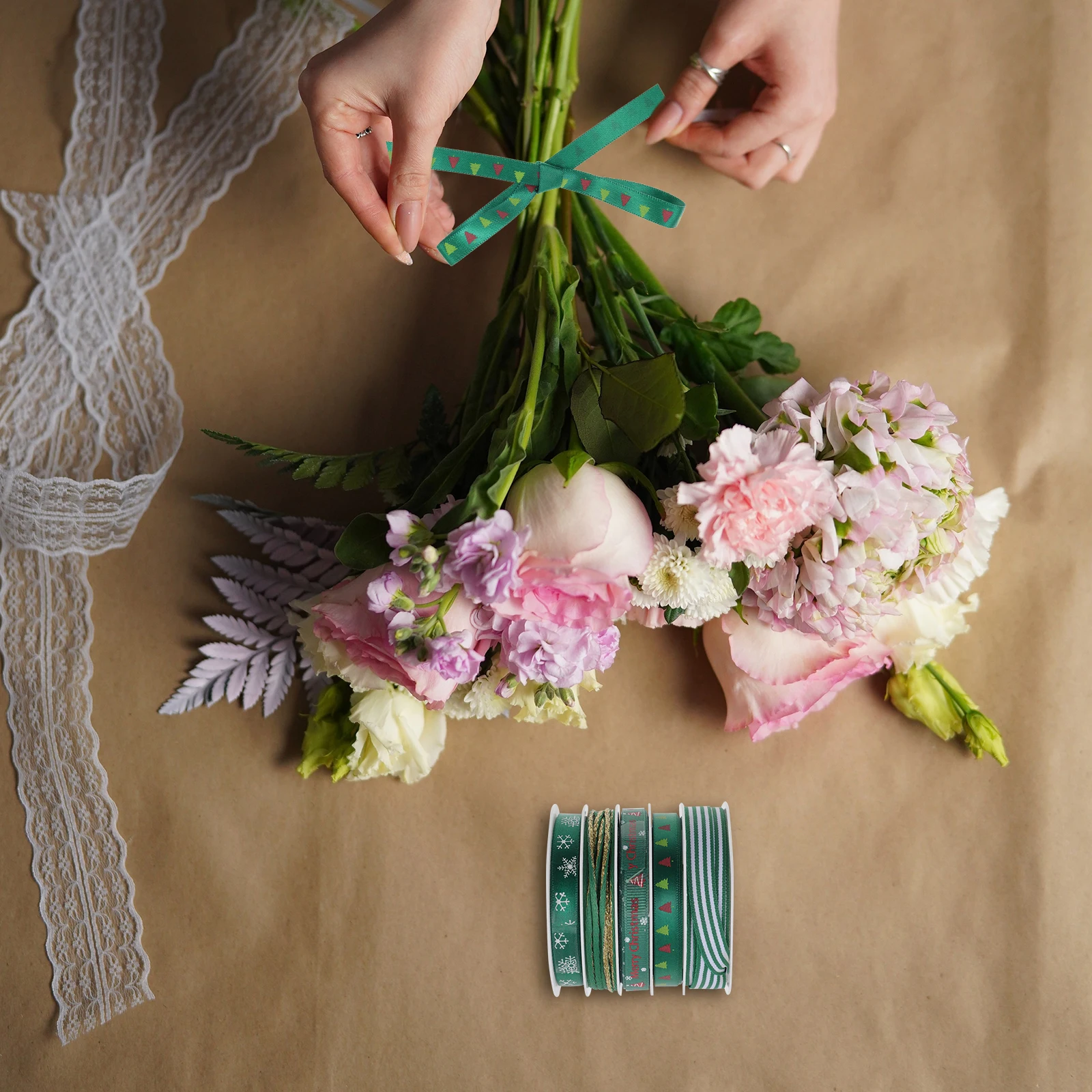 

Gift Packaging Ribbons Decorative Christmas Bright Color Party Supplies Wedding Craft Long Lasting Elastic