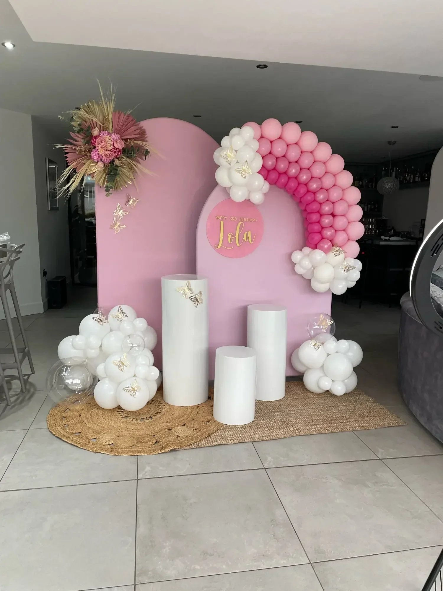 Mehofond فتاة المعمودية خلفية مقوسة Mi Primera Comunión زهرة الذهب عبر بالون ديكور التعميد خلفية 2-الجانب الدعامة