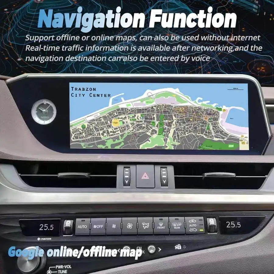 12.3インチAndroid 14 CarPlay対応レクサスES ES350H ES250 ES350 ES300H 2018-2022年式車用マルチメディアビデオプレーヤーヘッドユニットGPSステレオ