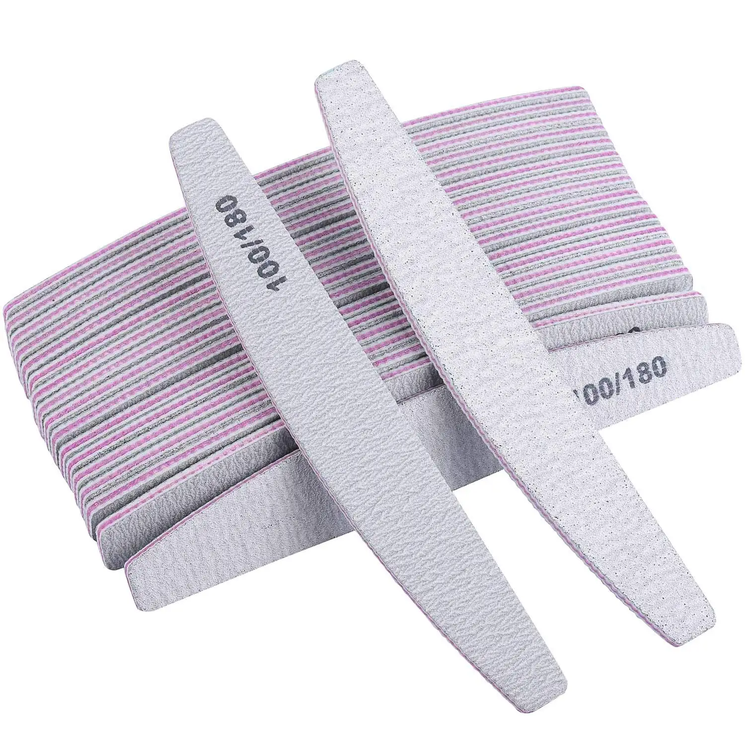 

High Quality 10pcs Zebra Nail Files 100/180 Profession Half Moon Type Nail File