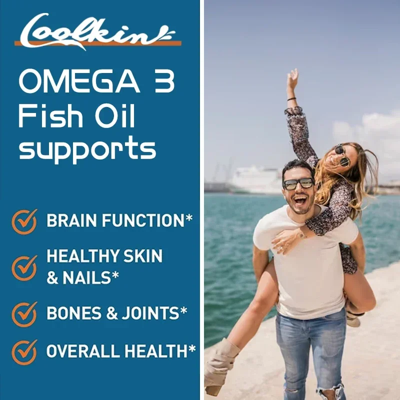 Omega 3 Fish Oil Capsules - with DHA & EPA - Support Brain & Nervous System Health, Cardiovascular & Skin Health, Antioxidant