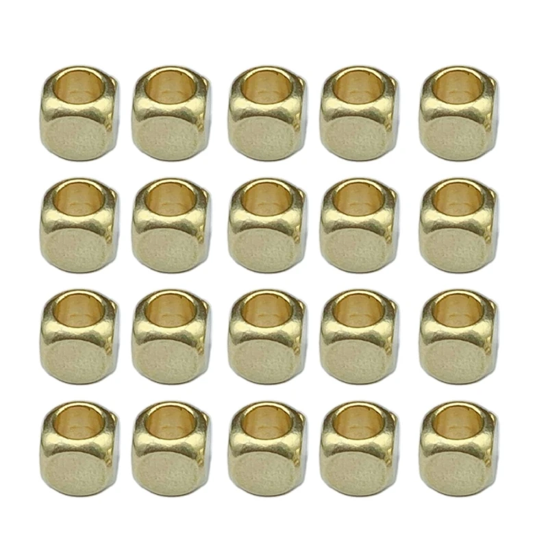2023 New Pack of 20 Strain Isolate Brass Beads Accessories Round/Square Paracord Lanyard Beads for DIY Jewelry Making