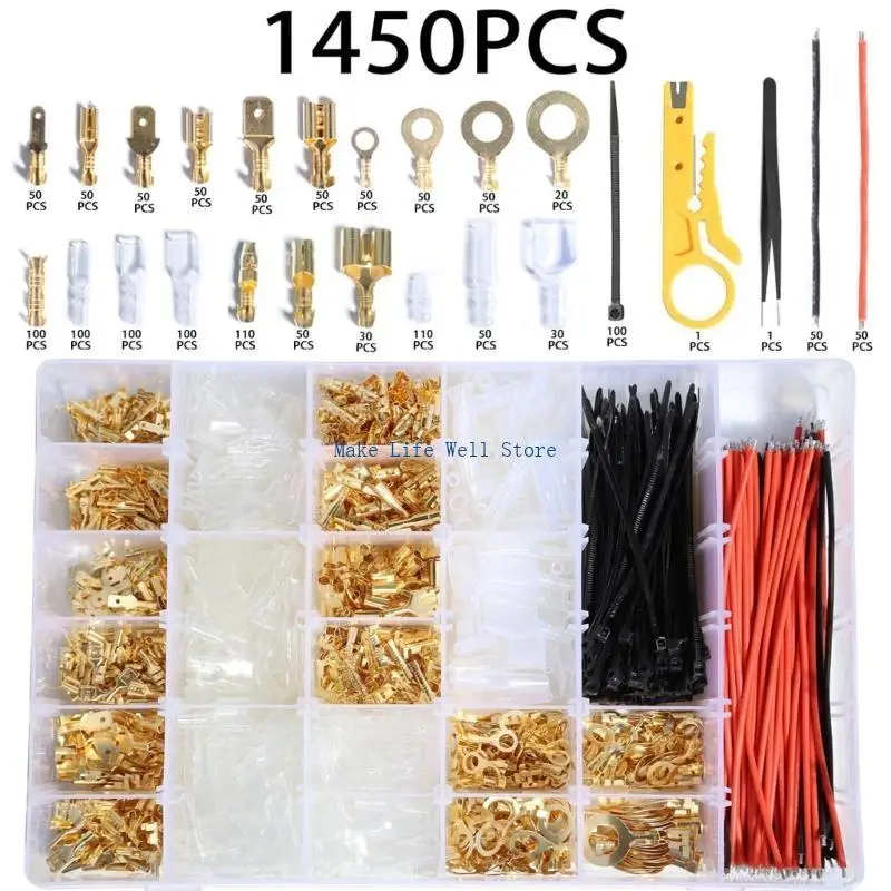 1450pcs Spade Connector set with Male and Female Terminals Comprehensive