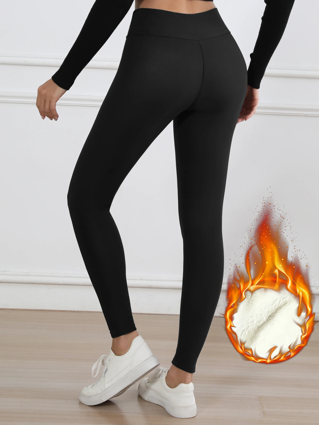 المرأة المخملية الصوف طماق الشتاء بلون السراويل السميكة المخملية عالية الخصر الحرارية الدافئة في الهواء الطلق طماق الكلاسيكية غير رسمية