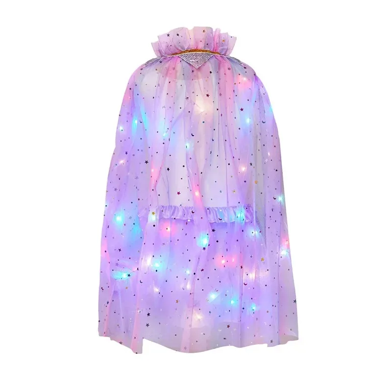 Pink LED Ice and Snow  Girl Sleeping Beauty Cosplay Costume Summer Cloak Skirt Accessories 2-10Y  Elegant Gown