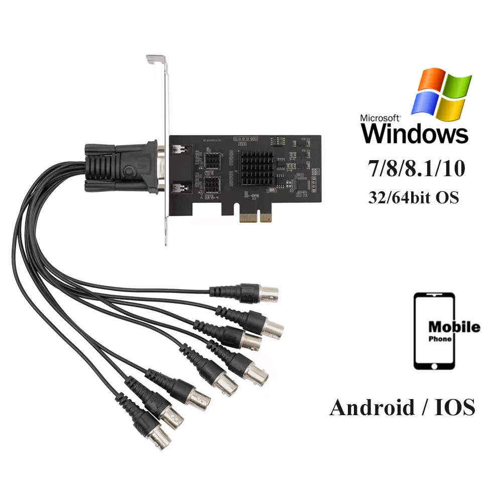 

Real Time 8 Channel 720P AHD PCI-E Video Capture Card 4 Channel Audio 1080P Computer Recorder for Android IOS Windows XP/7/8/10