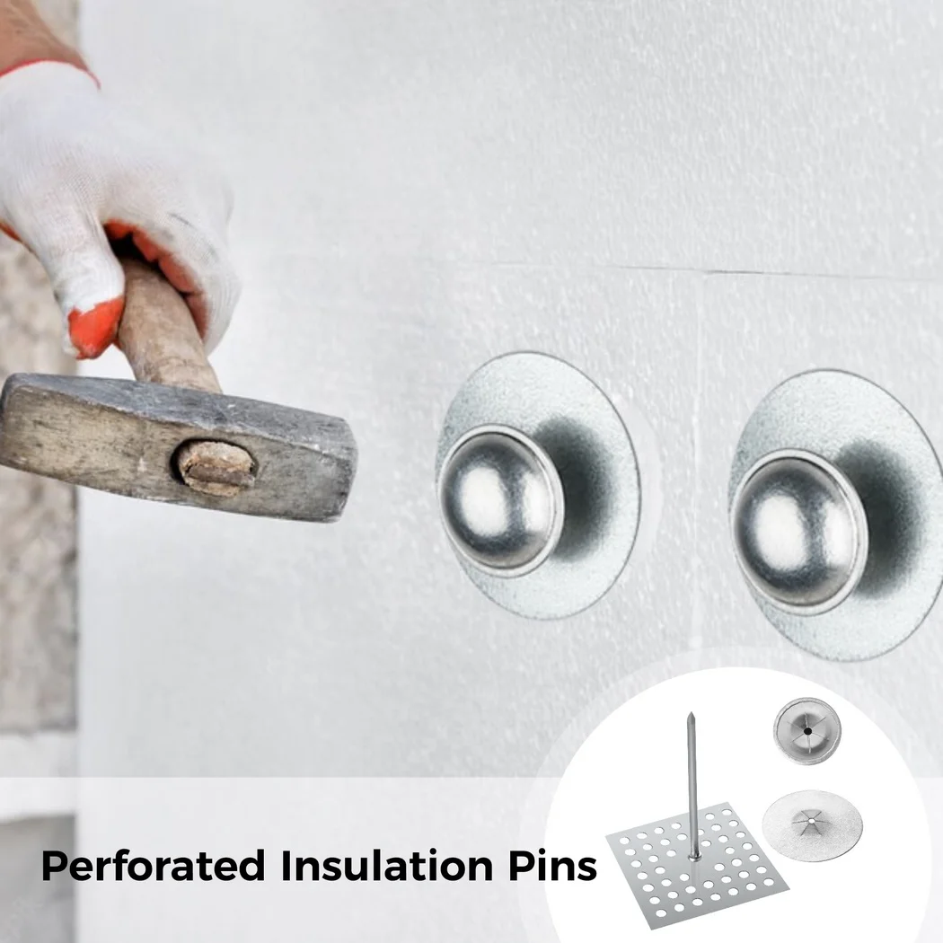 50Pcs/Set Perforated Insulation Pin Metal Insulating Nail with Self Locking Washer