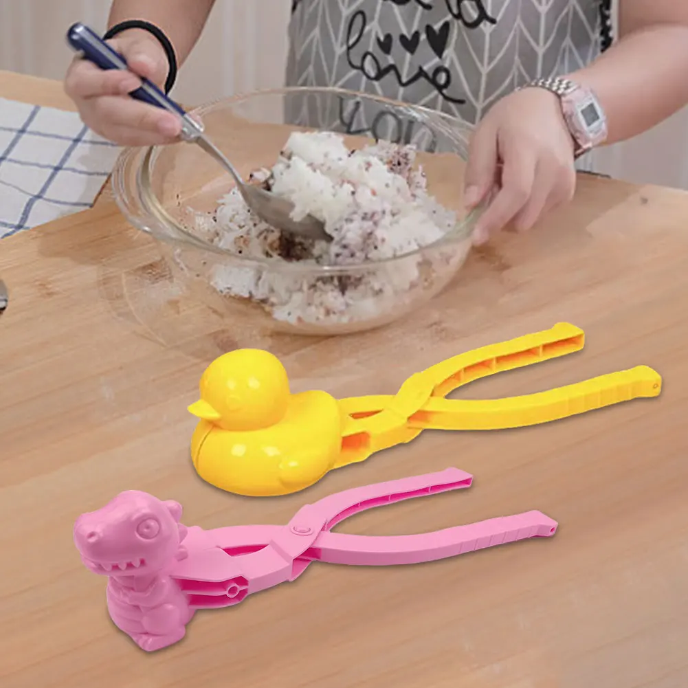 Molde de arroz de pato con mango, fabricante de bolas de nieve, molde de bolas de arroz, nieve de invierno, bonito moldeador de arroz de animales para niños y adultos