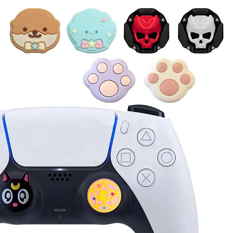 Funda de silicona suave con diseño de caricatura para joystick, compatible con Sony PS5, PS4, XBOX, Switch Pro y controladores GameSir, cubierta protectora para joystick 6