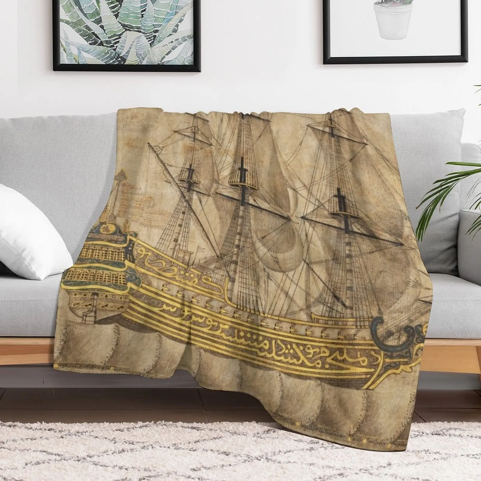 Calligraphic Galleon 'Abd al-Qadir Hisari Date: dated A.H. 1180/ A.D. 1766–67 Medium: Ink and gold on paper Throw Blanket