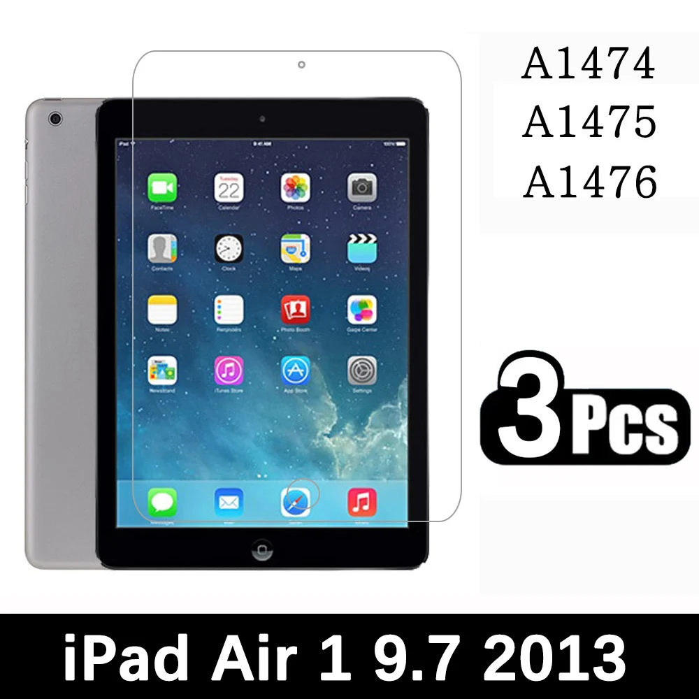 

(3 Packs) Tempered Glass For Apple iPad Air 1 9.7 2013 A1474 A1475 A1476 Full Coverage Screen Protector Tablet Film