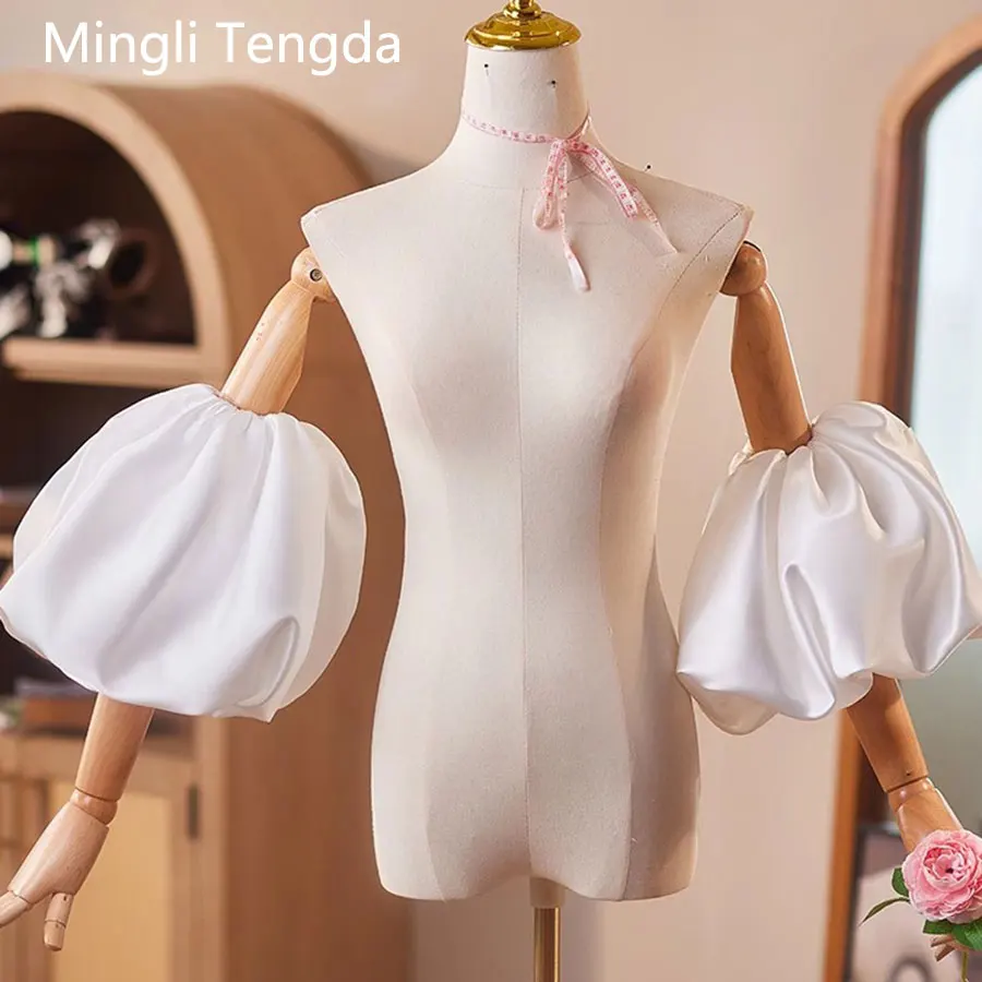 Mingli Tengda Removable Puffy Sleeves Satin Bride's Arm Covering Hand Sleeve Fingerles Women's Wedding s Gloves Accessories