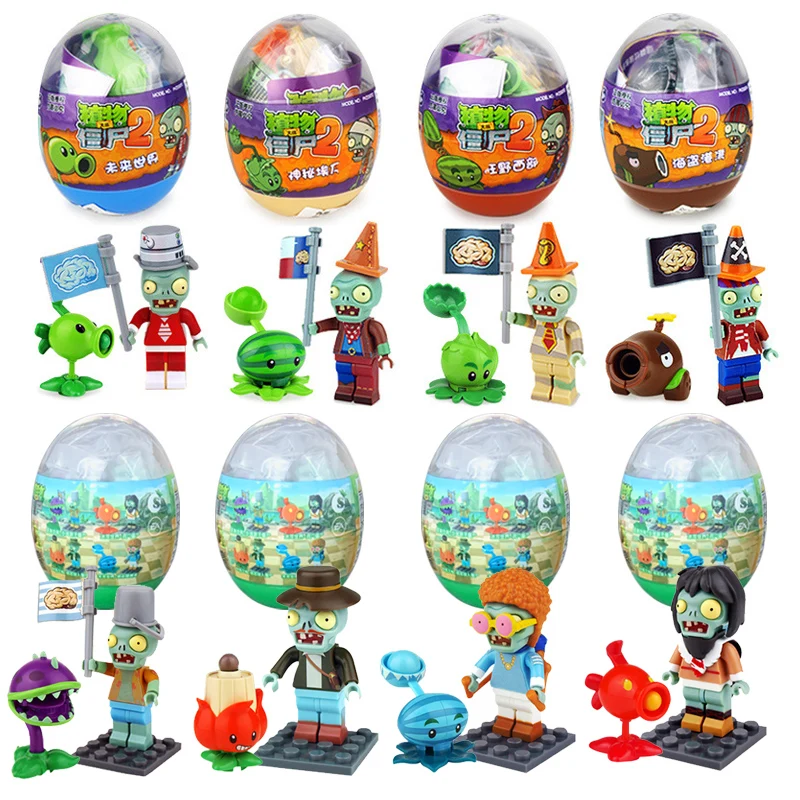 Plants Vs. Zombies Capsule Toys Assembled Building Blocks Puzzle Peashooter Anime Figure Dolls Model Gift For Children