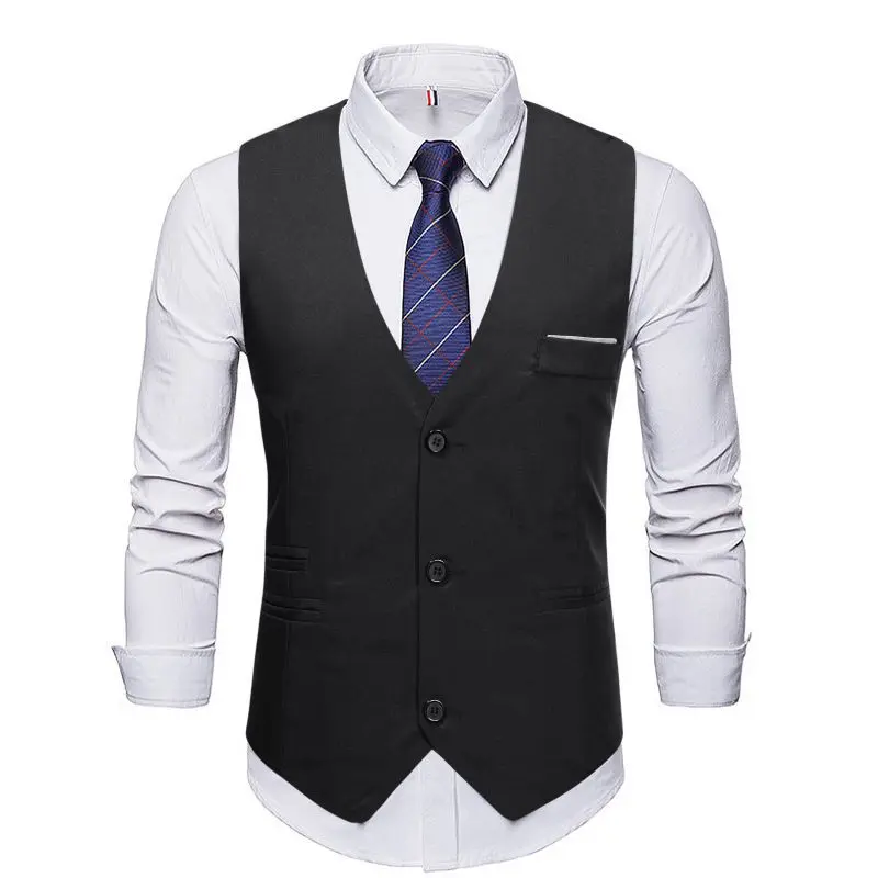 2023 New Men's Suit Vest Foreign Trade New Suit Vest Casual Three Button Horse Clip