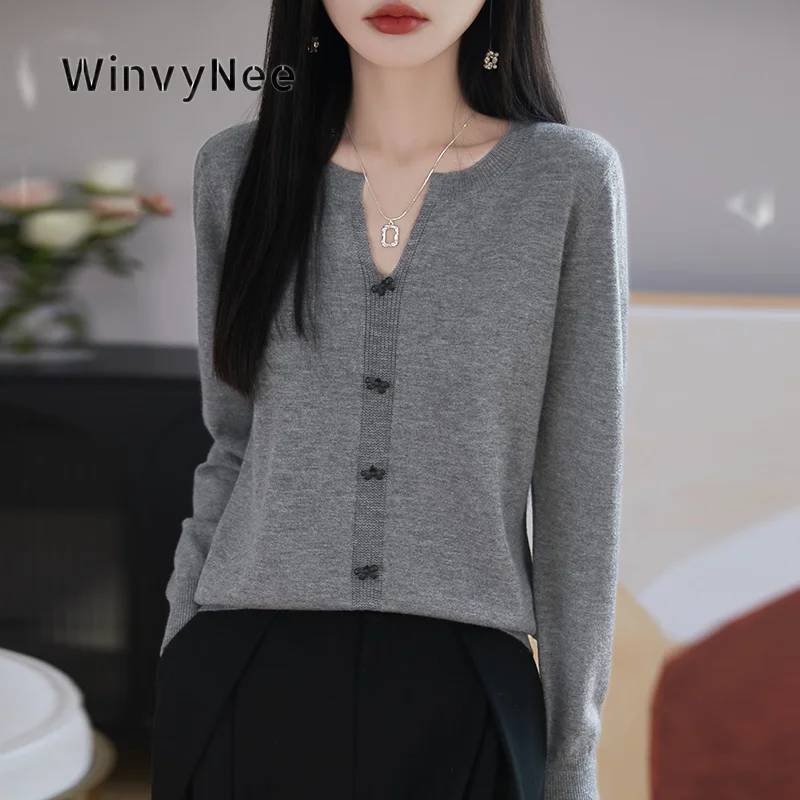Женский жилет WinvyNee из чистой шерсти премиум-класса, однотонный, с бантом и пряжкой, для офиса, теплый, вязаный, модный пуловер ZA1223005