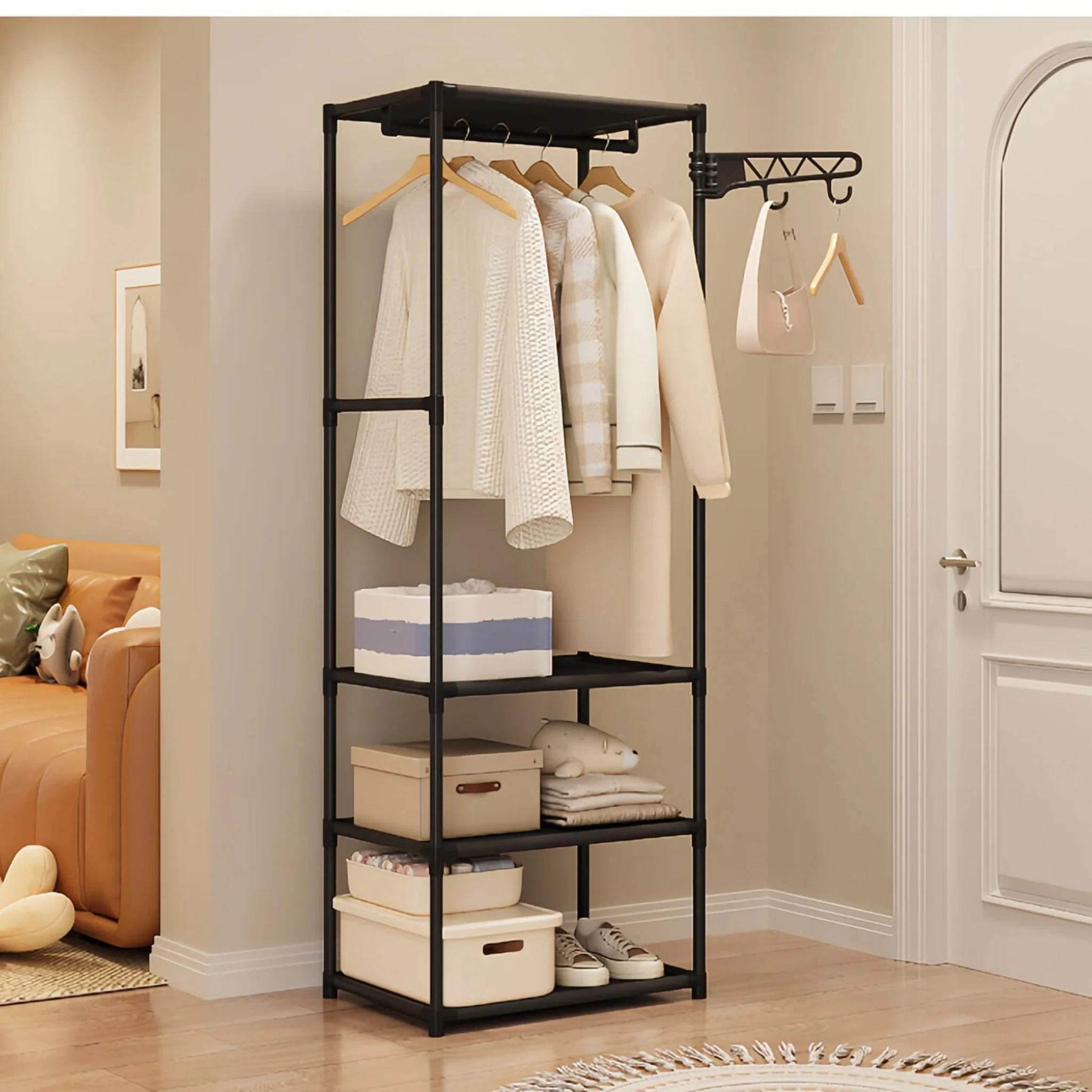 Multifunctional Coat Rack Simple Clothes Storage Rack Bedroom Living Room Coat Hanger Stand Space-saving Clothing Organizer