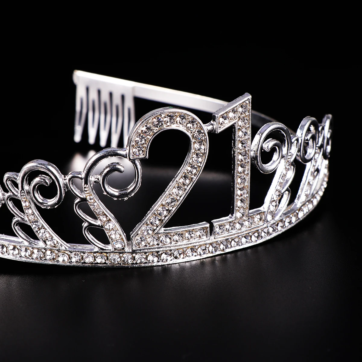 

1 set Birthday Crown Number 21 Rhinestones Hair Comb Tiara Head Accessory Women Girls Party Sash Celebration Gift Crown Hair