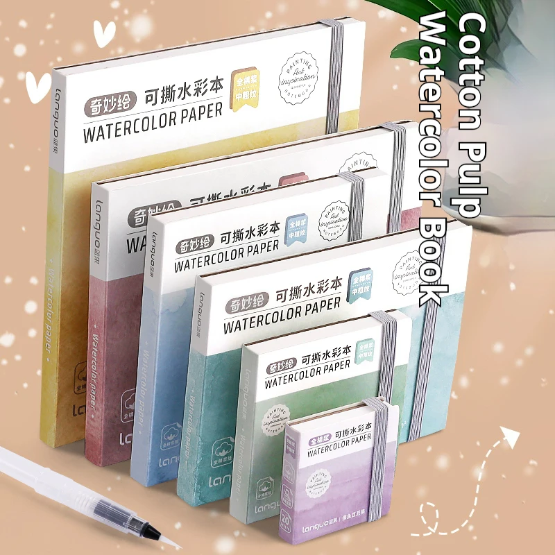 

100% Cotton Watercolor Drawing Book Languo Thick Paper 230g/300g Pocket Sketchbook Tearable Art Supplies Marker Painting Paper