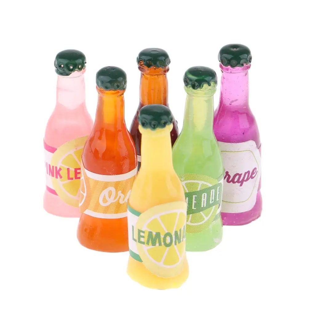 6Pieces 1:12 Scale Dollhouse Miniature Juice Champagne Bottles