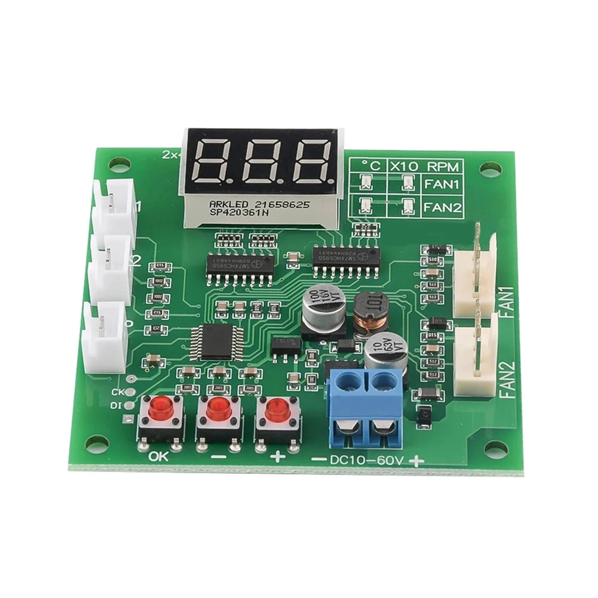 

2 Channel 4 Wire DC 12V 24V 48V PWM Motor Fan Speed Controller Digital Display Governor Temperature ControlJAS