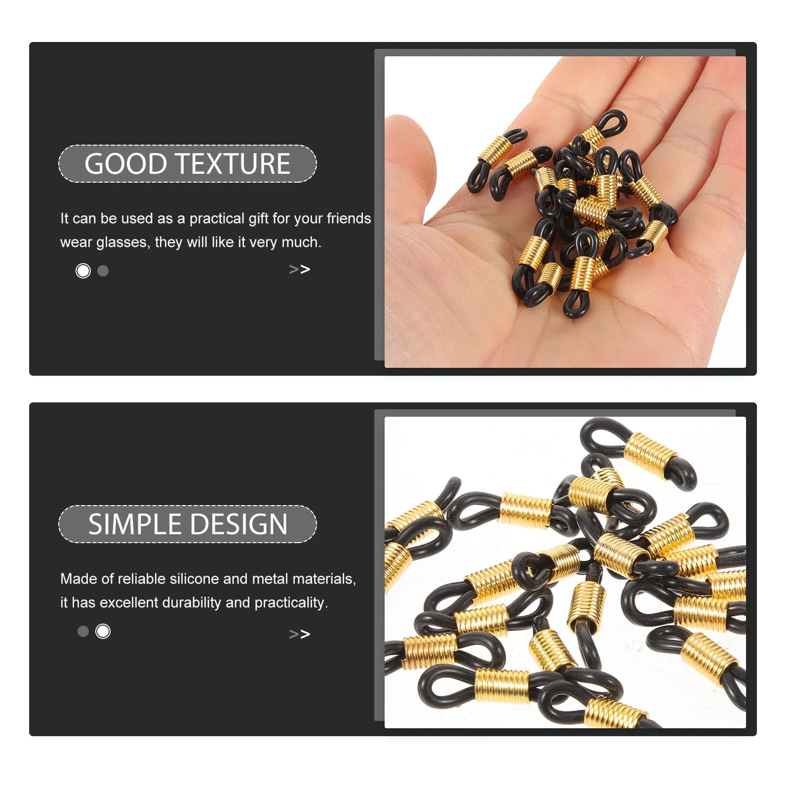 

50Pcs Eyeglass Chain Holder Silicone Anti Skid Ends for Glasses Connector Retainer Cord Fixings Scratch Resistant