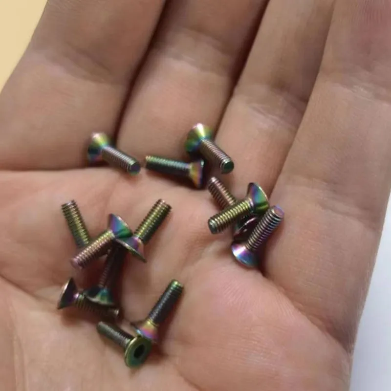 5-10pcs Titanium Screw DIN7991 M3 M4 M5 M6 TA2 GR2 Titanium Rainbow / Titanium Colour Flat Hex Countersunk Allen Socket Screw
