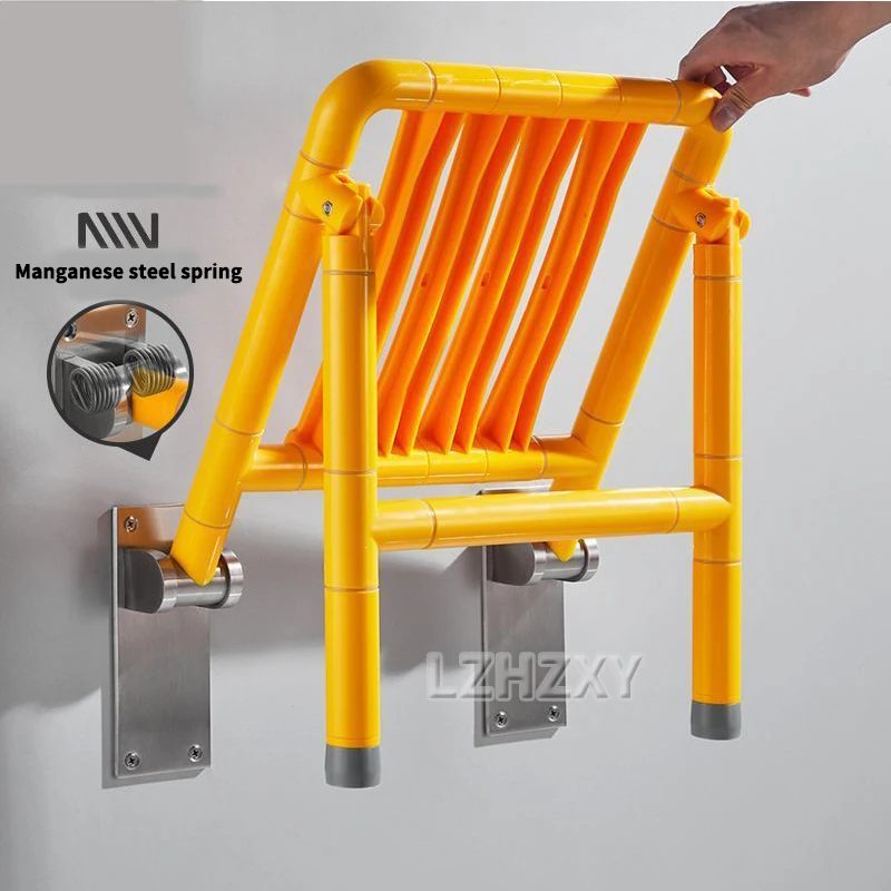 Wall Mounted Shower Seats Folding Shower Bench Bathroom Chair Stool With Non-slip Feet Drainage Holes for Elderly Disabled