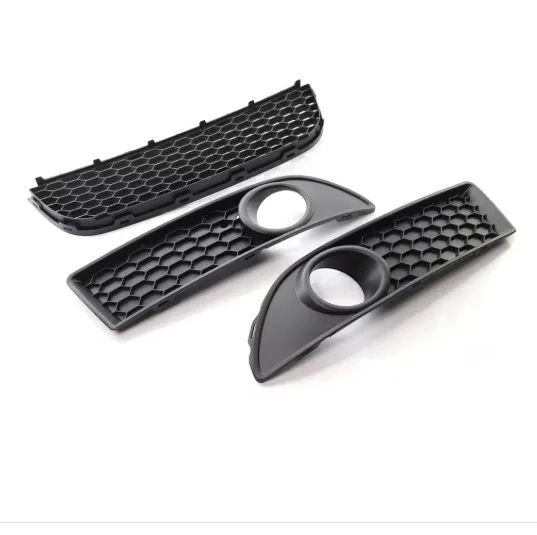 Kompletny zestaw kratki dolnej, środkowej i kratki świateł przeciwmgielnych typu plaster miodu do Volkswagen VW Polo 9N3 GTI