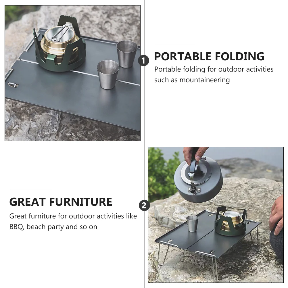 Foldable Picnic Table Small Aluminum Folding Hiking Camping Mini Portable Eat Silver Desk Outdoor BBQ Travel