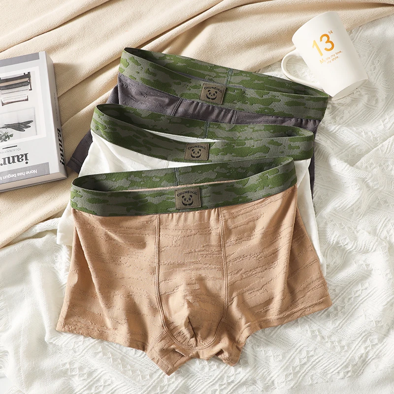 

3-Pack Men's Boxer Briefs Breathable Pure Cotton Sports Underwear Fashion Personalized Trunks