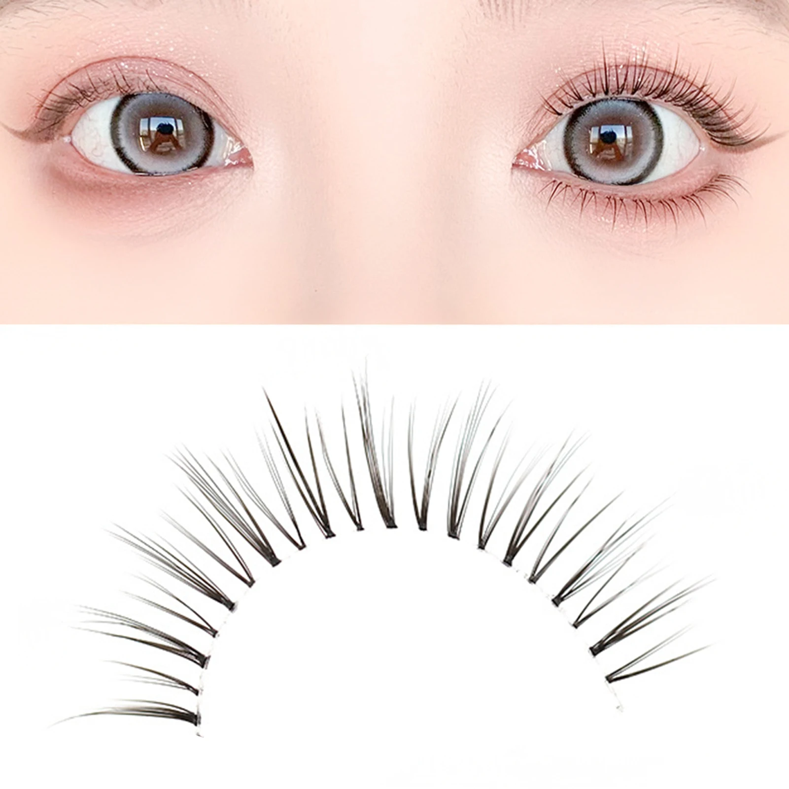 Ciglia finte Aspetto naturale Ciglia a striscia completa Ciglia spesse e sottili appuntite quotidiane per effetto sollevamento occhi Strumento per l'uso del trucco fai-da-te