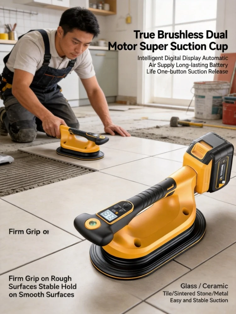 Automatic Lithium Electric Tile Glass Vacuum Lifter Strong Adsorption Construction Fixing Handling Tool
