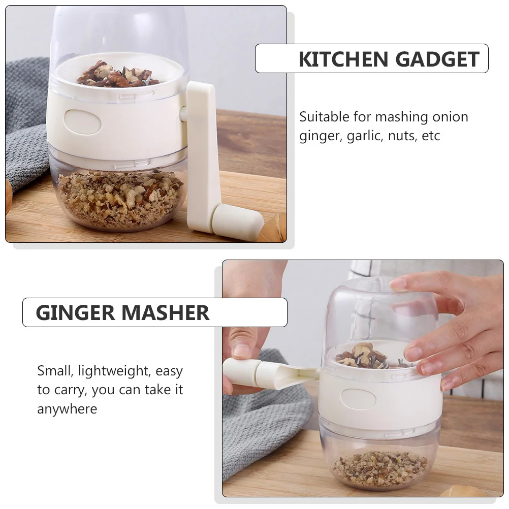 

Manual Garlic Chopper Hand-Cranked Ginger Masher Kitchen Gadget For Crushing Nuts Onion Food Processor Lightweight White