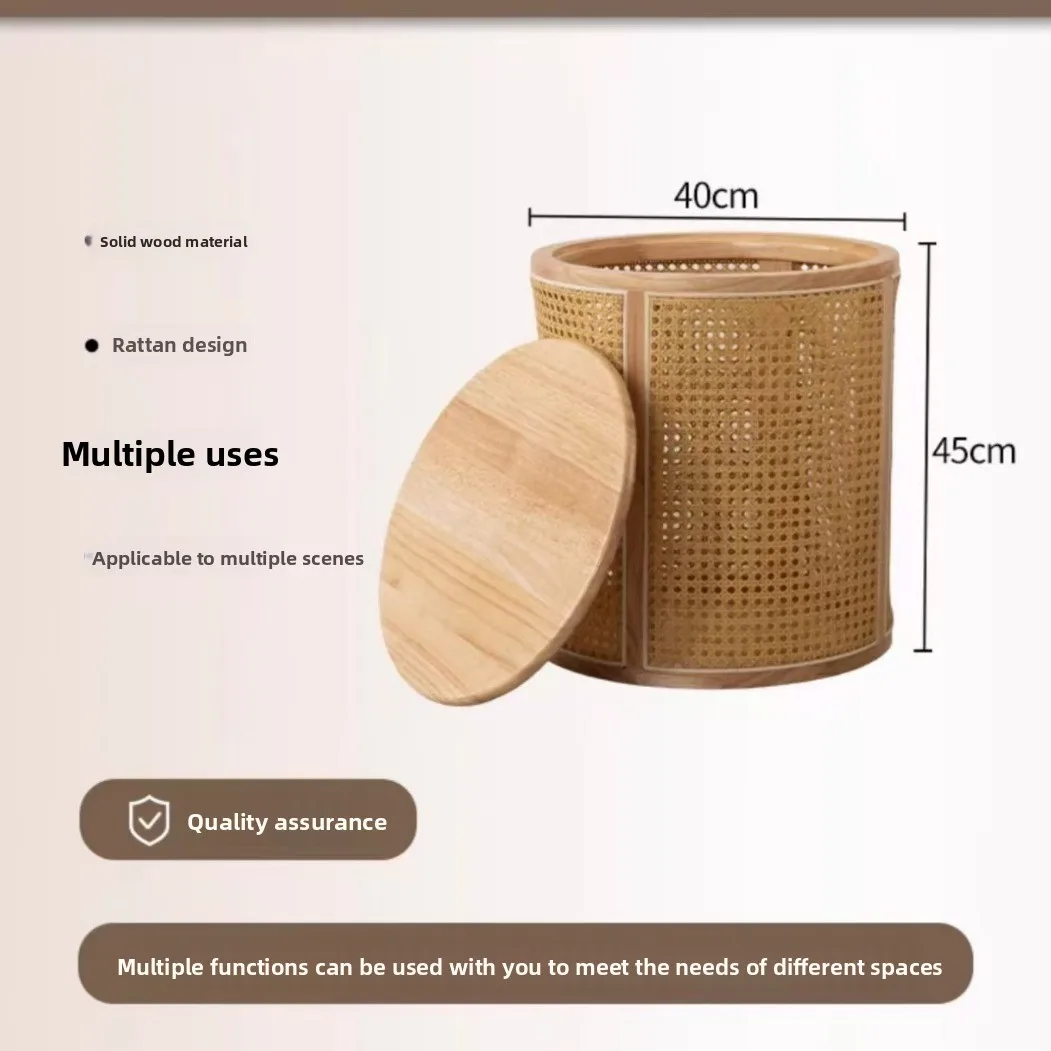 Table basse de balcon en rotin, rangement rond, panier pour vêtements sales, chevet, salon, canapé, petite table d'appoint