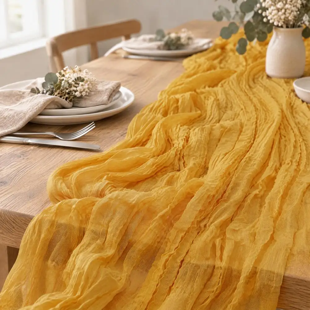 Vintage Farmhouse Table Runner Rustic Cheesecloth Table Runner Boho Wedding Party Decor Vintage Bridal Shower Decoration 35 X