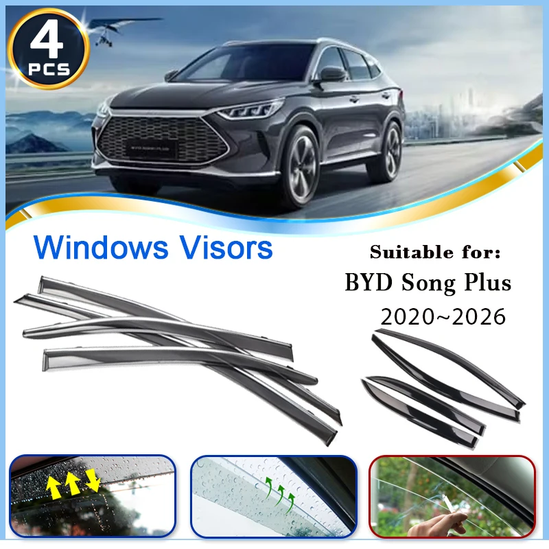 

Car Window Visor For BYD Song Plus 2020 2021 2022 2023 2024 2025 2026 Rain Proof Window Deflector Windshields Guards Accessories