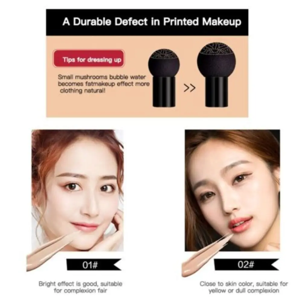 Oil Control Facial Base Primer With Puff Sponge Foundation Mushroom Head Face Makeup Air Cushion BB&CC Cream