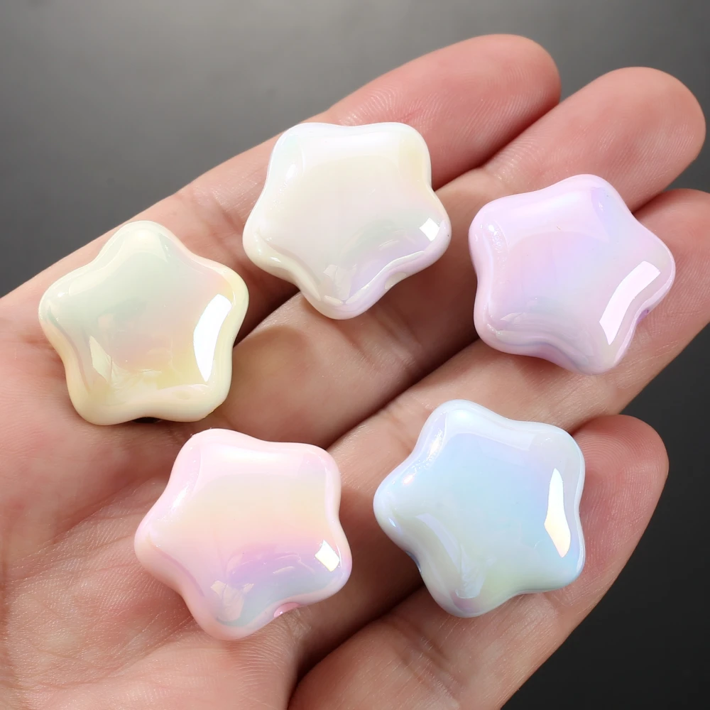 10Pcs 24mm Acrylic AB Colorful Pentagram Beads Loose Spacer Beads For Jewelry Making DIY Handmade Necklace Bracelet Earrings