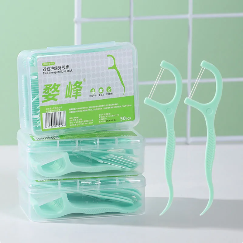 Doppia Linea Filo Interdentale Menta Arco Usa E Getta Design Portatile Pulizia Orale Stuzzicadenti Filo Interdentale Pick Carry-on Denti Per Adulti Igiene Orale