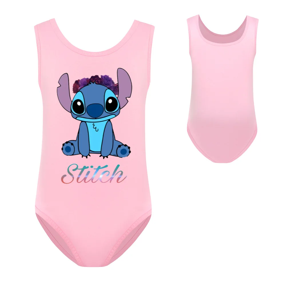 MINISO Disney Cute Cartoon Stitch Girls Fashion Casual Versatile Cartoon Swimsuit Children's Clothes Children's Swimsuit