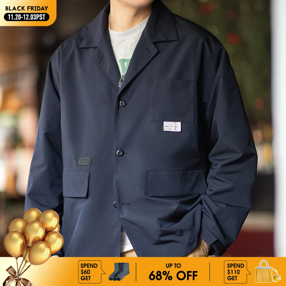 

Maden Mountain Style Outdoor Multi-Pocket Suit Jacket Cityboy Flat Lapel Casual Versatile Coat Men's Blazer Spring And Autumn