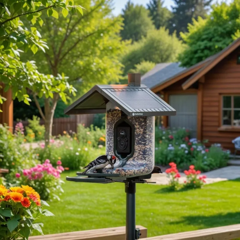 وحدة تغذية الطيور الذكية مع كاميرا AI تعمل بالطاقة الشمسية، التقاط صور فيديو عالي الدقة عبر الهاتف #2