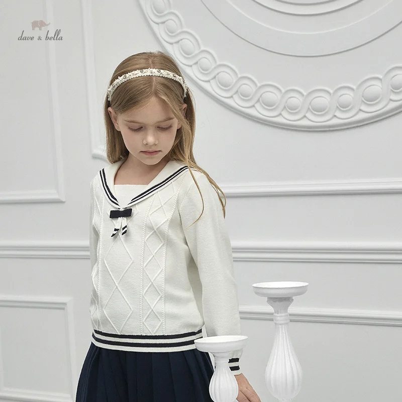 Dave Bella Children Suit Autumn Girls Two-Piece Pleated Skirt Knit Casual Fashion Sport Academic-Style DK3236001