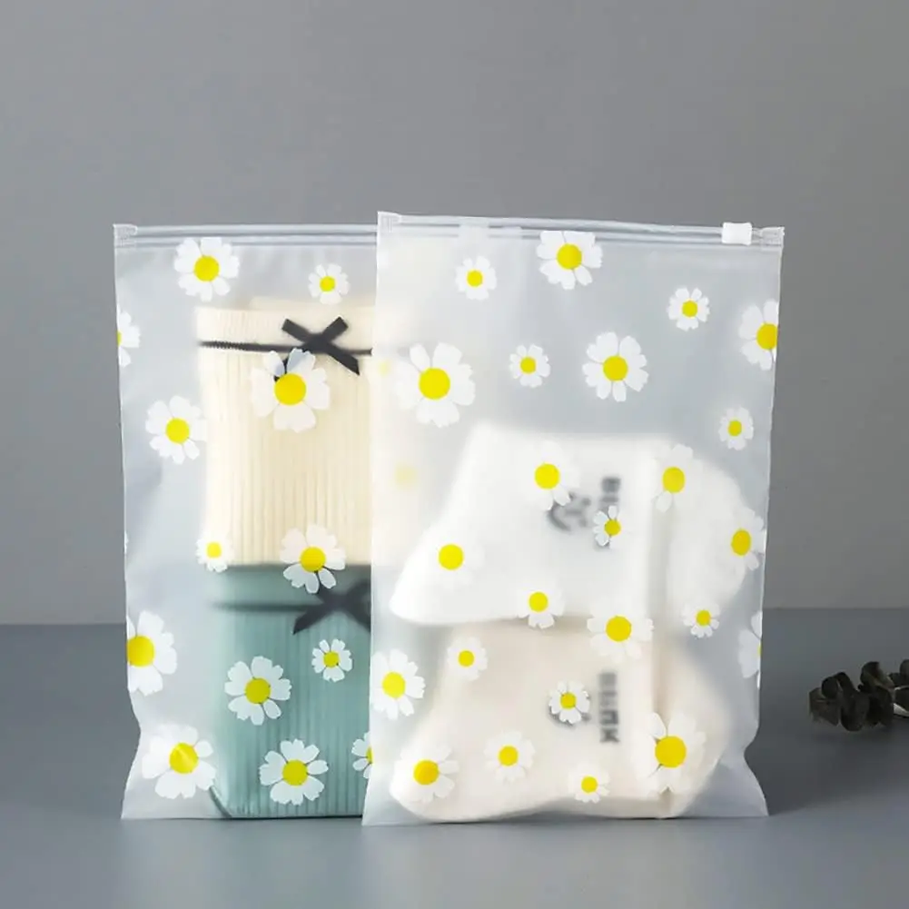 5/20PCS Daisy Ziplock Storage Bags for Clothes Frosted Zipper Poly Bags for Travel Packaging Sweaters Hoodies Sewing Projects